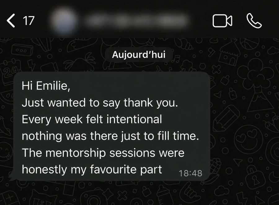 Message from a mentee: the mentorship sessions were honestly my favourite part